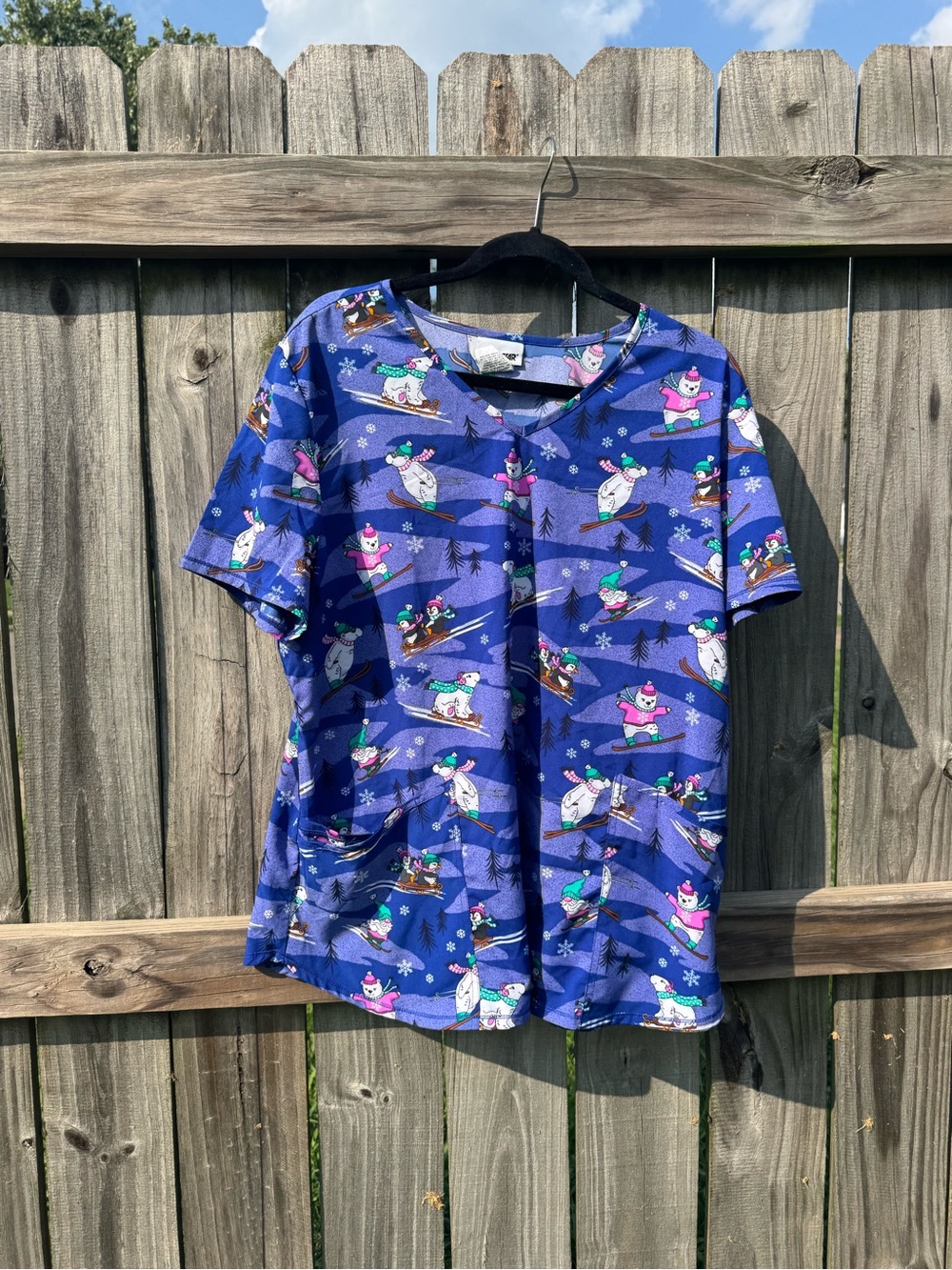 Scrubstar Purple & Blue Winter Animal Print Scrub Top